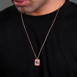 Rose Gold Personalised Military Dog Tag Pendant with Box Chain For Him