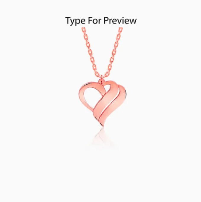 Rose Gold Personalised Name Heart Duo Pendant With Link Chain