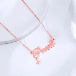Rose Gold Personalised Name Star Charm Necklace