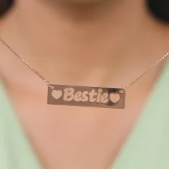 Rose Gold Personalised Name Engraved with Love Necklace
