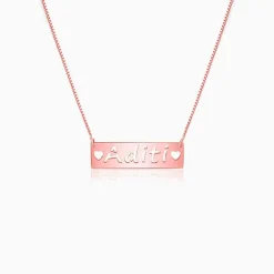 Rose Gold Personalised Name Engraved with Love Necklace