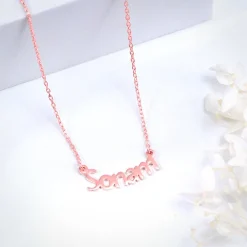 Rose Gold Personalised Name in Bold Necklace