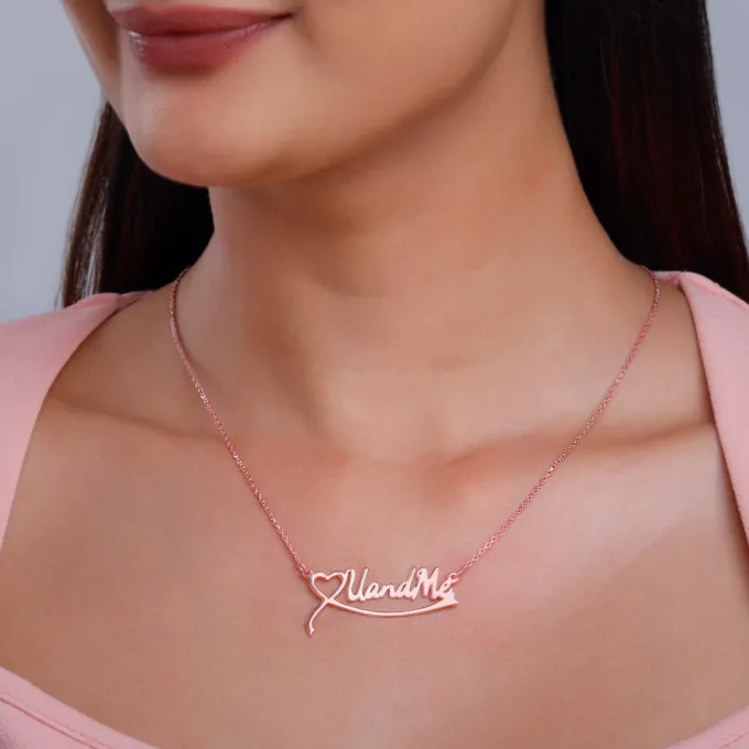 Rose Gold Personalised Name Heart Necklace