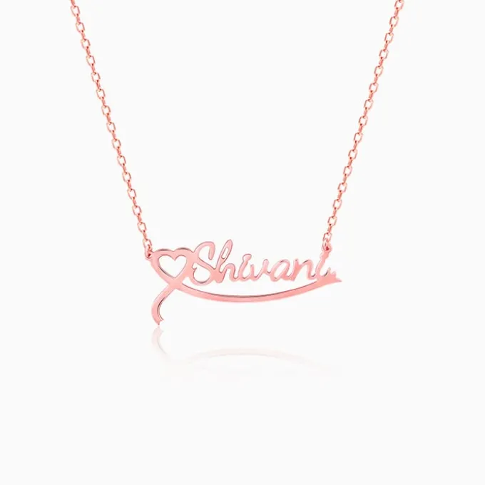 Rose Gold Personalised Name Heart Necklace
