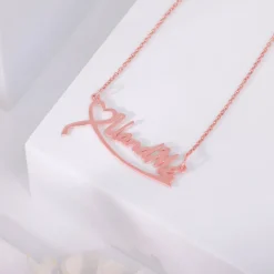 Rose Gold Personalised Name Heart Necklace