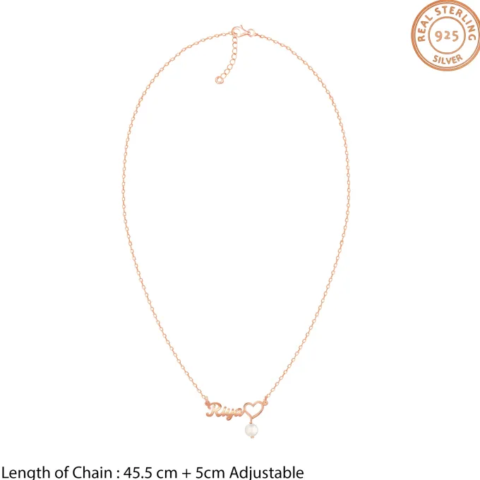 Rose Gold Personalised Pearl Heart Necklace