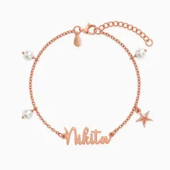 Rose Gold Personalised Pretty Starfish Bracelet