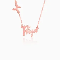 Rose Gold Personalised Pretty Butterfly Necklace