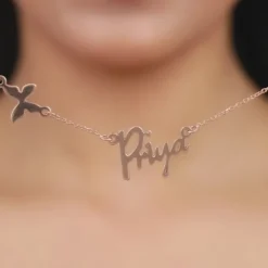 Rose Gold Personalised Pretty Butterfly Necklace