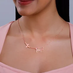 Rose Gold Personalised Pretty Butterfly Necklace