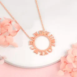 Rose Gold Personalised Round Name Necklace