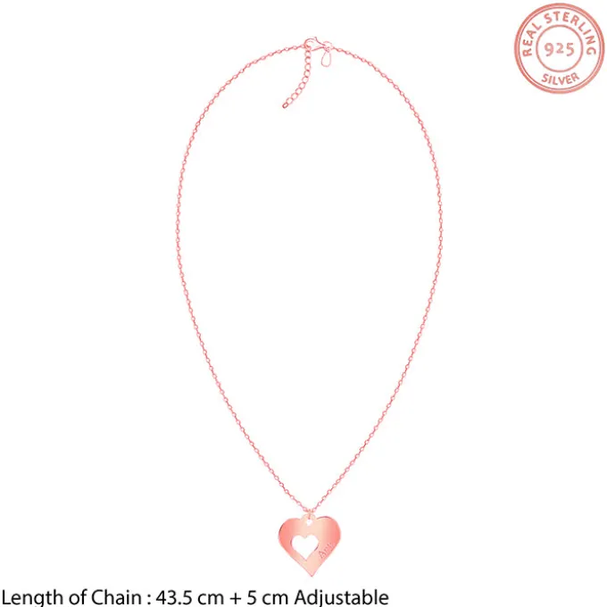 Rose Gold Personalised Shy Heart Pendant