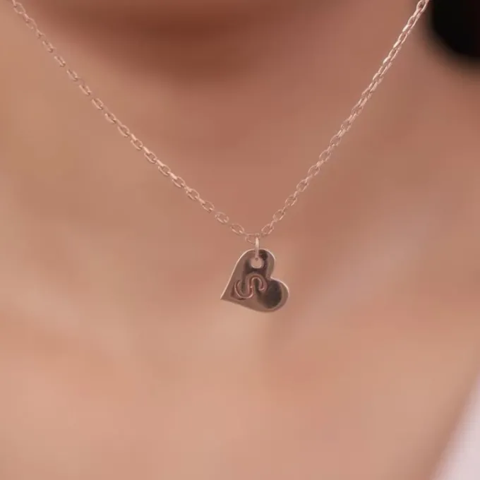 Rose Gold Personalised Shy Heart Pendant