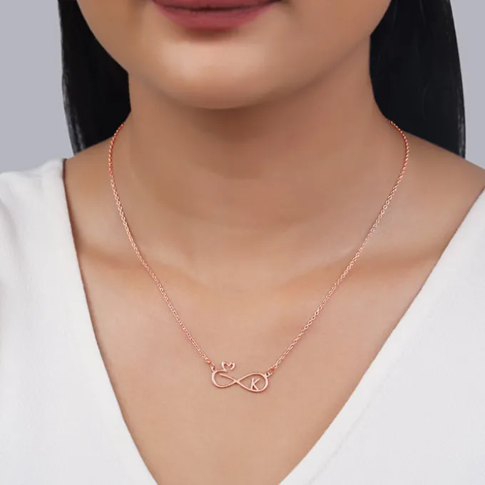 Rose Gold Personalised To Infinity Necklace