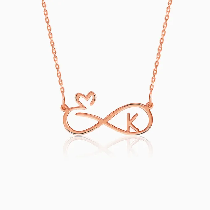 Rose Gold Personalised To Infinity Necklace