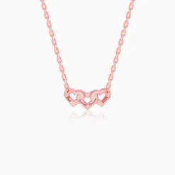 Rose Gold Personalised Triple Heart BFF Necklace