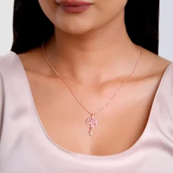 Rose Gold Personalised Tree of Names Pendant with Link Chain
