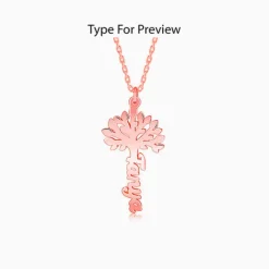 Rose Gold Personalised Tree of Names Pendant with Link Chain