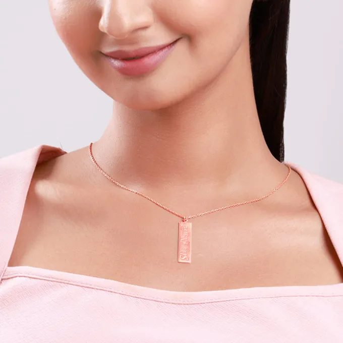 Rose Gold Personalised Two-Name Bar Pendant