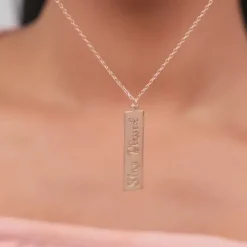 Rose Gold Personalised Two-Name Bar Pendant