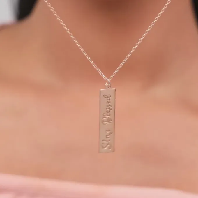 Rose Gold Personalised Two-Name Bar Pendant