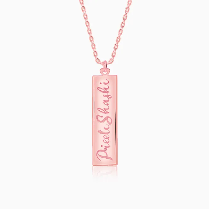 Rose Gold Personalised Two-Name Bar Pendant