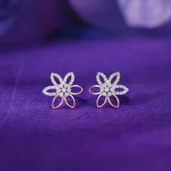 Rose Gold Petal Axis Lab Grown Diamond Studs