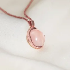 Rose Gold Pink Chalcedony Pendant