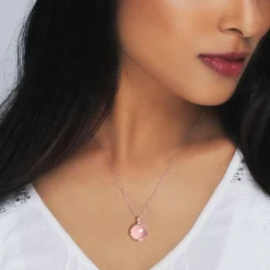 Rose Gold Pink Chalcedony Pendant