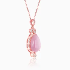 Rose Gold Pink Pendant with Link Chain