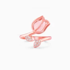 Rose Gold Pink Quartz Flower Ring