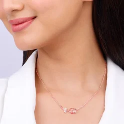 Rose Gold Pink Quartz Flower Necklace