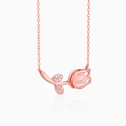 Rose Gold Pink Quartz Flower Set of Two