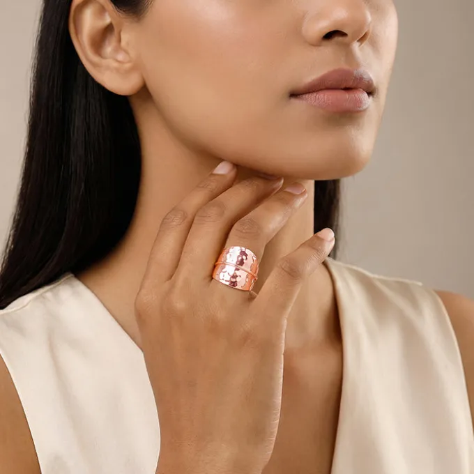 Rose Gold Plain Cocktail Ring (Size 12)