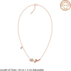 Rose Gold Plated Crystal Floral Bud Necklace