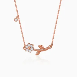 Rose Gold Plated Crystal Floral Bud Necklace