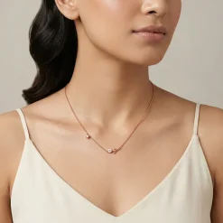 Rose Gold Plated Crystal Floral Bud Necklace