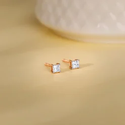 Rose Gold Pretty Solitaire Lab Grown Diamond Studs