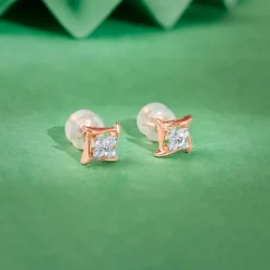 Rose Gold Princes Lab Grown Diamond Stud Earrings
