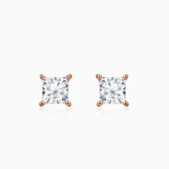 Rose Gold Princess Cut Zircon Studs