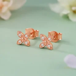 Rose Gold Quatrefoil Stud Earrings