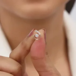 Rose Gold Quoted Diamond Earrings