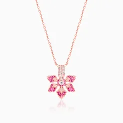 Rose Gold Rani Ebony Pendant with Link Chain