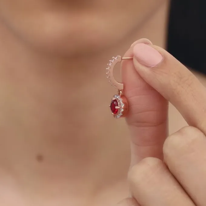 Rose Gold Red Drizzle Drop Earrings