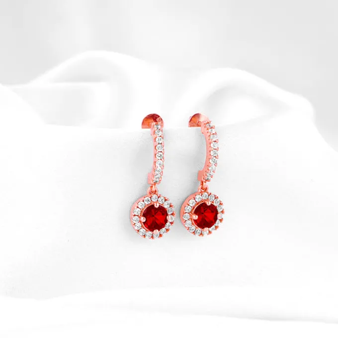 Rose Gold Red Drizzle Drop Earrings
