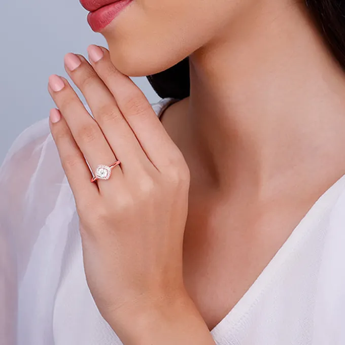 Rose Gold Rhombus Radiance Ring