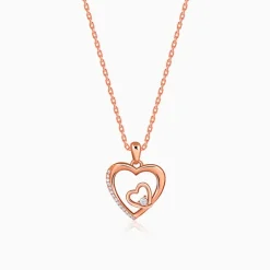 Rose Gold Rose Harmony Pendant With Link Chain