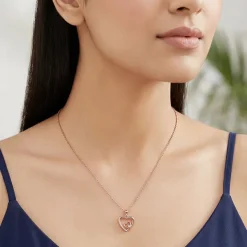 Rose Gold Rose Harmony Pendant With Link Chain