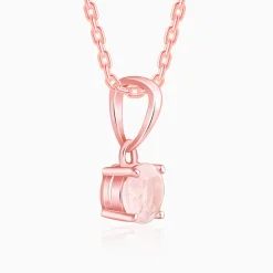 Rose Gold Rose Quartz Pendant With Link Chain