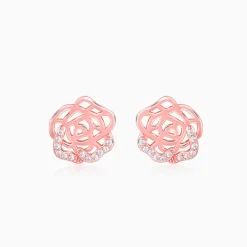 Rose Gold Rosette Filigree Earrings